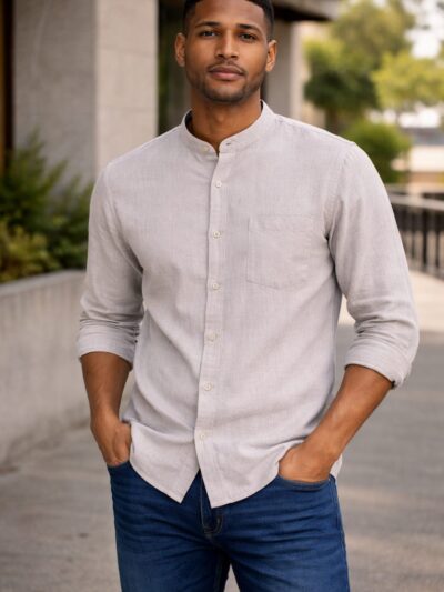 Men’s Premium Cotton Mandarin Collar Shirt