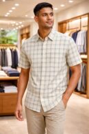 Men’s Cotton Checked Short Sleeve Shirt – 200 GSM